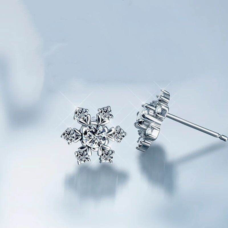 S925 sterling silver simple snowflake earrings-Jewearrings