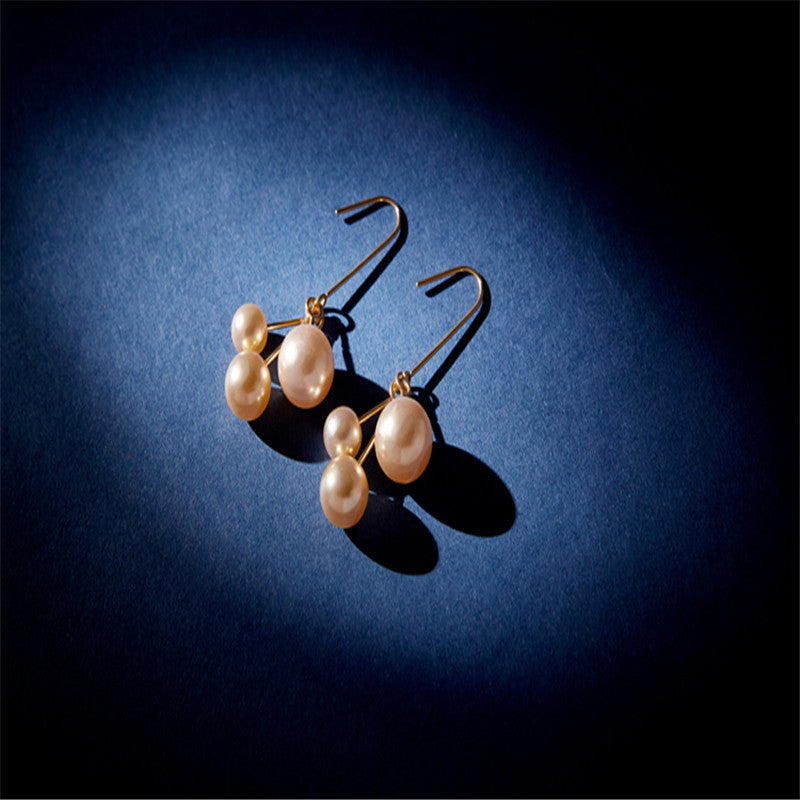 Women's asymmetric pearl earrings-Jewearrings