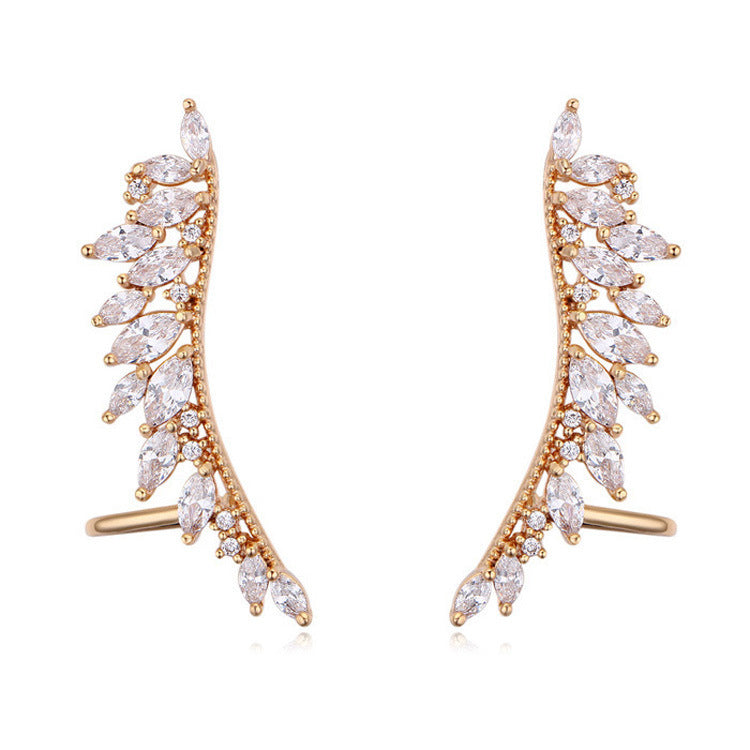 Women's Silver Post Gold Plated Hand Micropaved Zircon Earrings-Jewearrings