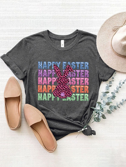 HAPPY EASTER Round Neck Short Sleeve T-Shirt-Jewearrings