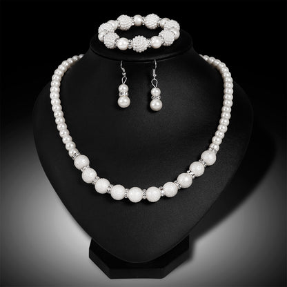 The Bride Wedding Earrings Necklace Three Piece Suit Danbi Pearl Necklace Jewelry.-Jewearrings