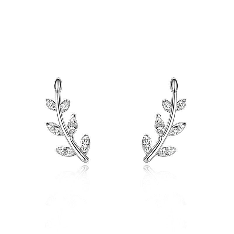 Women's Fashion Simple Silver Tree Branch Zirconia Earrings-Jewearrings