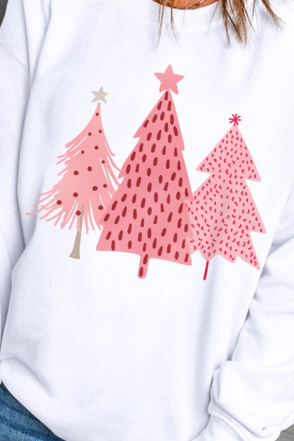 Christmas Tree Graphic Long Sleeve Sweatshirt-Jewearrings