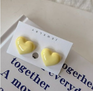 Solid Color Love Spring And Summer New Peach Heart Stud Earrings-Jewearrings