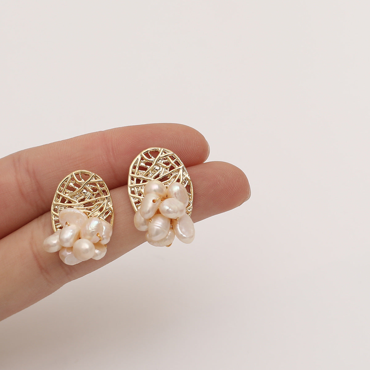 Silver Post Earrings Women's Baroque Natural Freshwater Pearl Stud Earrings-Jewearrings