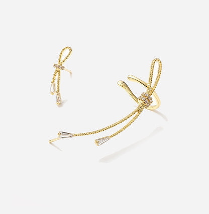 Asymmetric ear bone clip earrings-Jewearrings