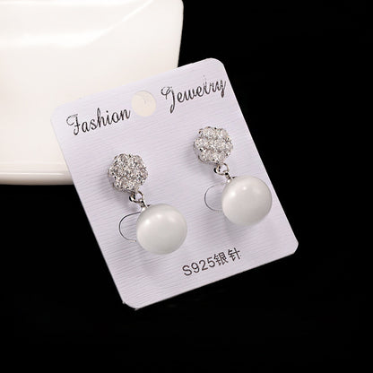 Round pearl long earrings-Jewearrings