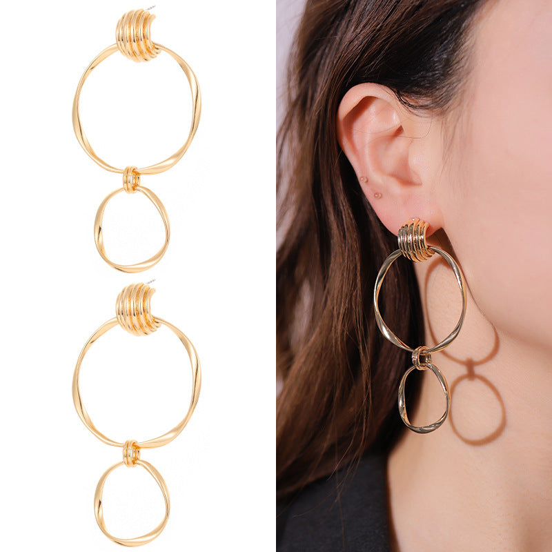 Women's Exaggerated Metal Grain Gold-plated Earrings-Jewearrings