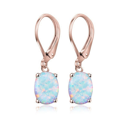 Four-prong Oval Opal Earrings European And-Jewearrings