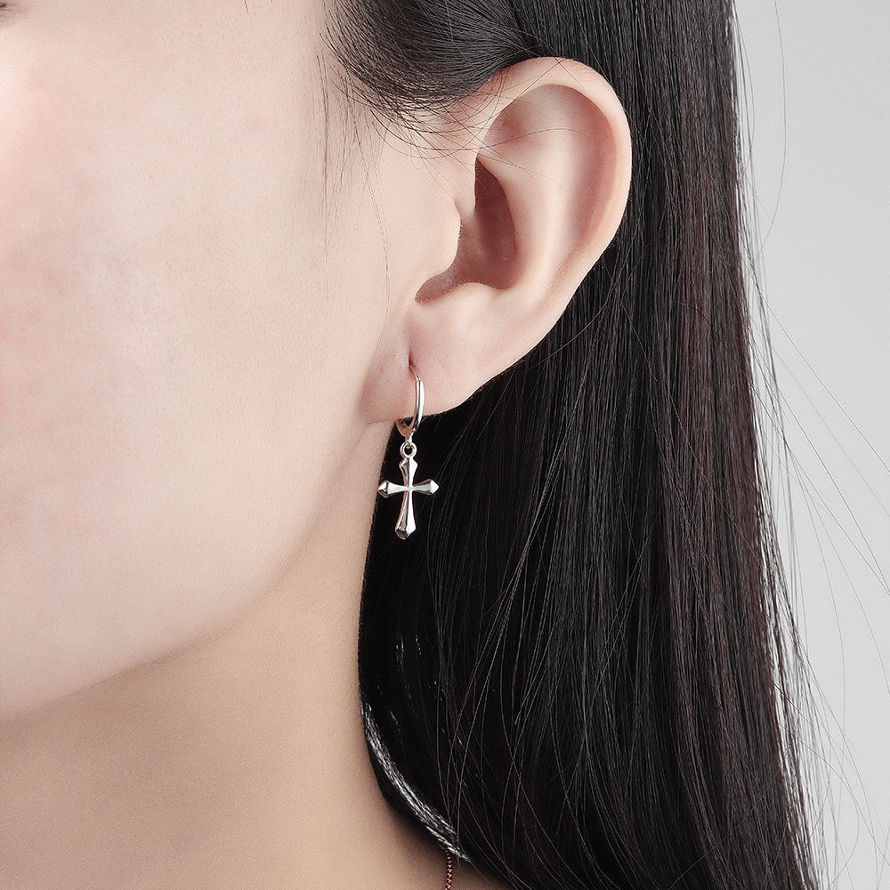 Trendy Copper Glossy Minimalist Cross Earrings-Jewearrings