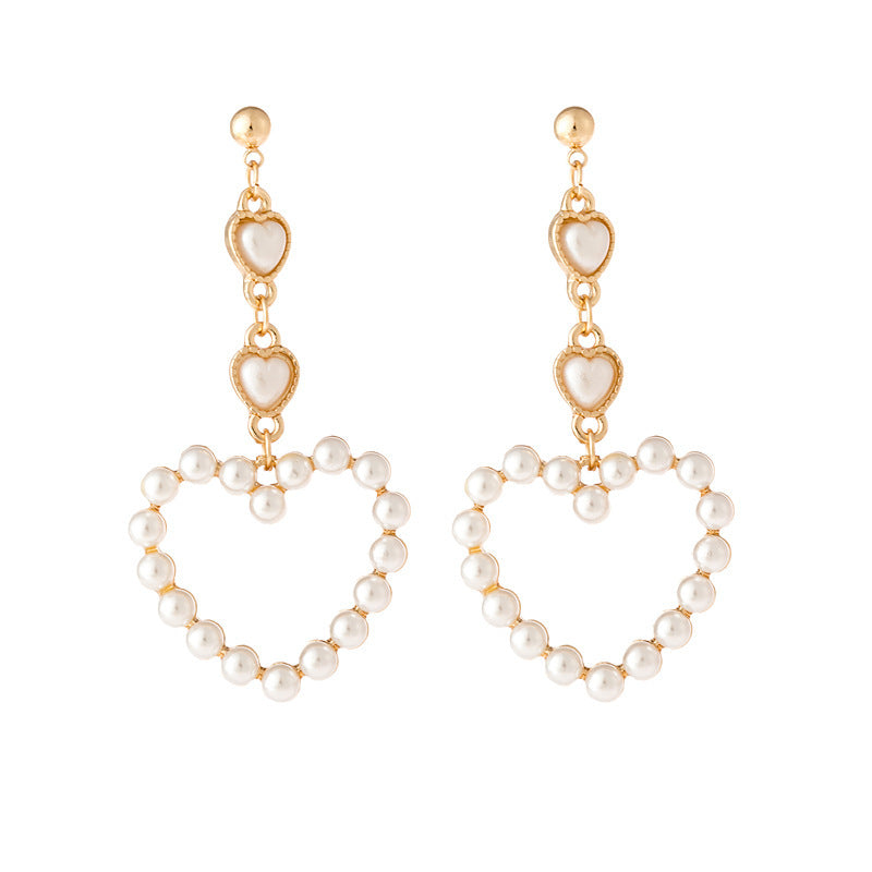 Sweet heart-shaped pearl earrings-Jewearrings