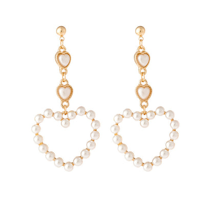 Sweet heart-shaped pearl earrings-Jewearrings