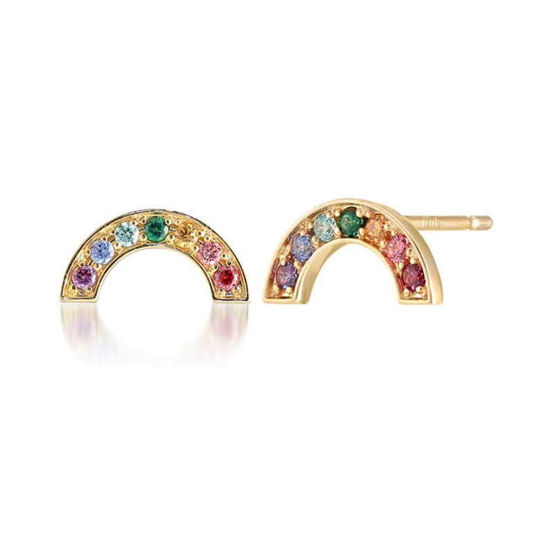 Sterling Silver Rainbow Stud Earrings Fashion-Jewearrings