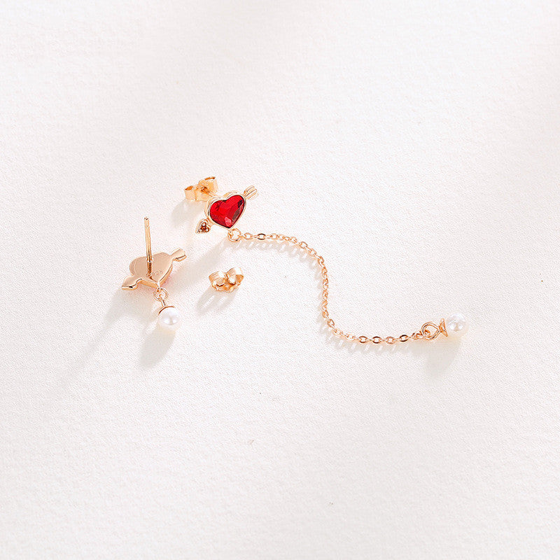 One Arrow Pierced Love God's Arrow Ear Line Female Pearl Earrings-Jewearrings