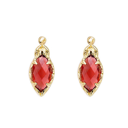 S925 Silver Plated 14K Gold Garnet Earrings-Jewearrings