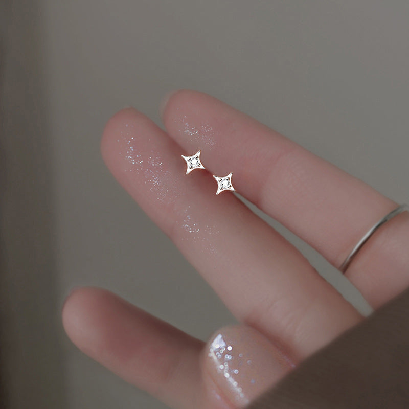 Sterling Silver Star Stud Earrings Women-Jewearrings