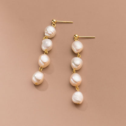 Women's Fashion Pearl Tassel Earrings-Jewearrings