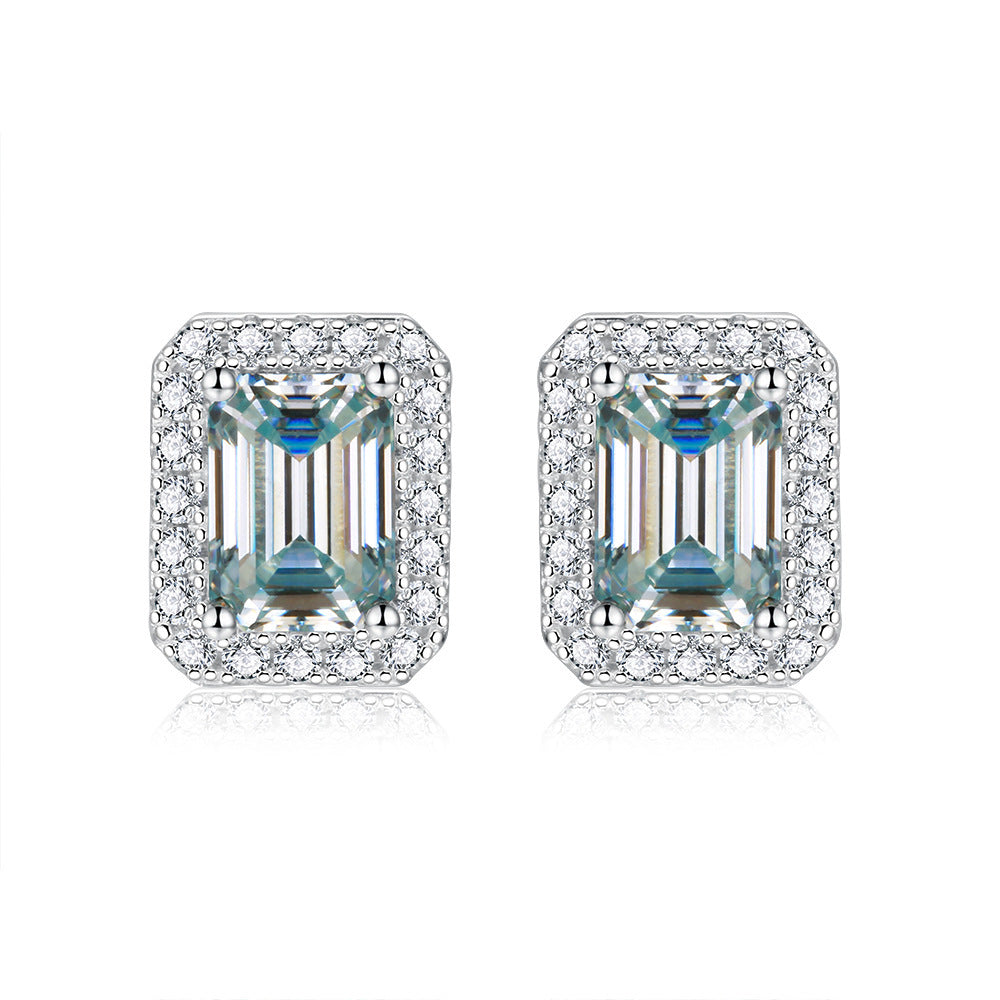 Women's Moissanite Emerald Cut Earrings-Jewearrings