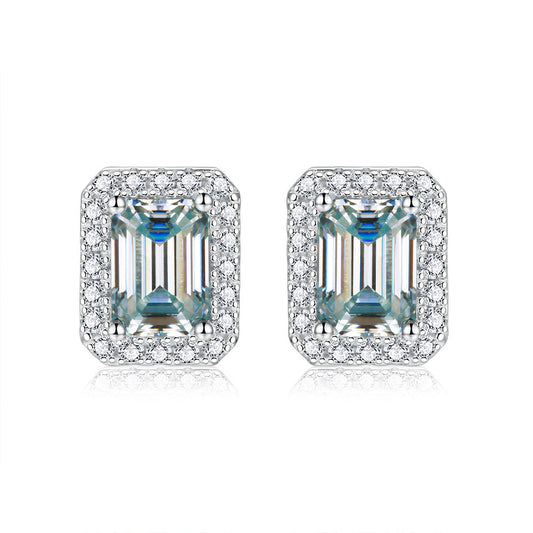 Women's Moissanite Emerald Cut Earrings-Jewearrings