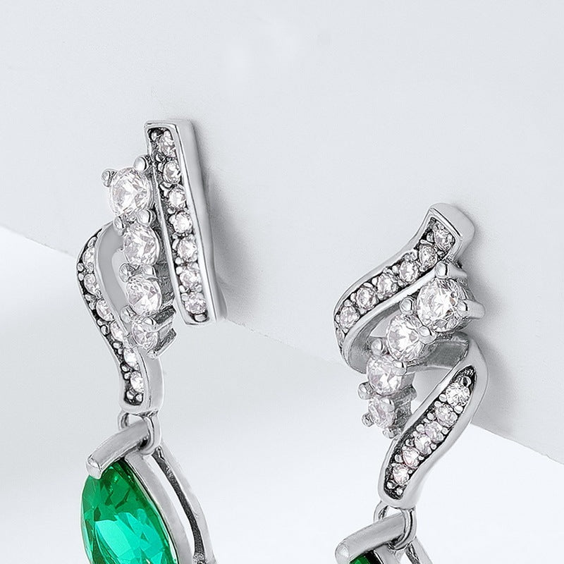 S925 Silver Emerald Earrings For Women-Jewearrings