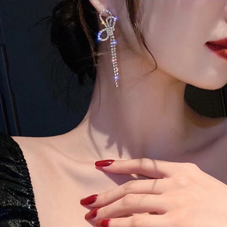 Long Bow Tassel Earrings Female New Fashion Korean-Jewearrings