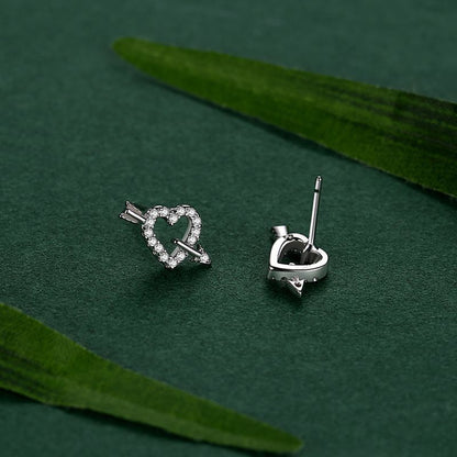 S925 Sterling Silver Love Cupid's Arrow Stud Earrings-Jewearrings