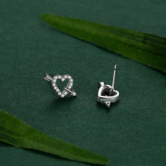 S925 Sterling Silver Love Cupid's Arrow Stud Earrings-Jewearrings