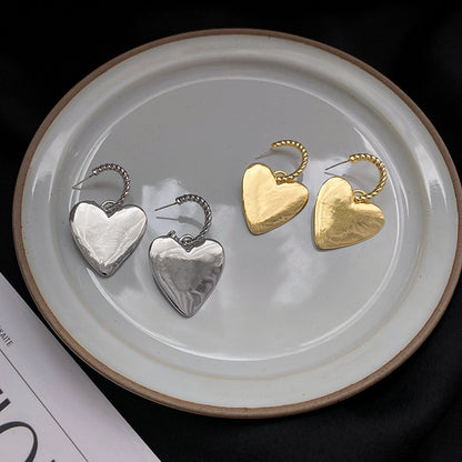 Zinc Alloy Love Heart 925 Silver Post Women's Earrings-Jewearrings