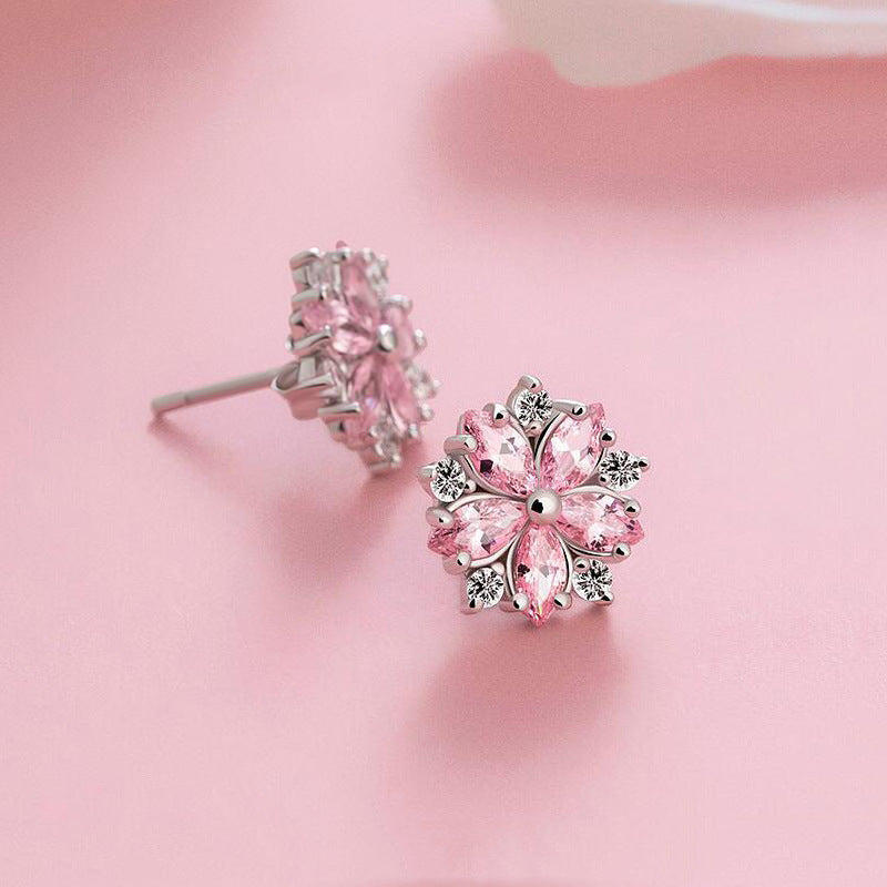 Sterling Silver Cherry Blossom Stud Earrings-Jewearrings