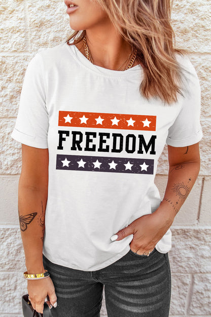 FREEDOM Graphic Cuffed Sleeve Tee-Jewearrings