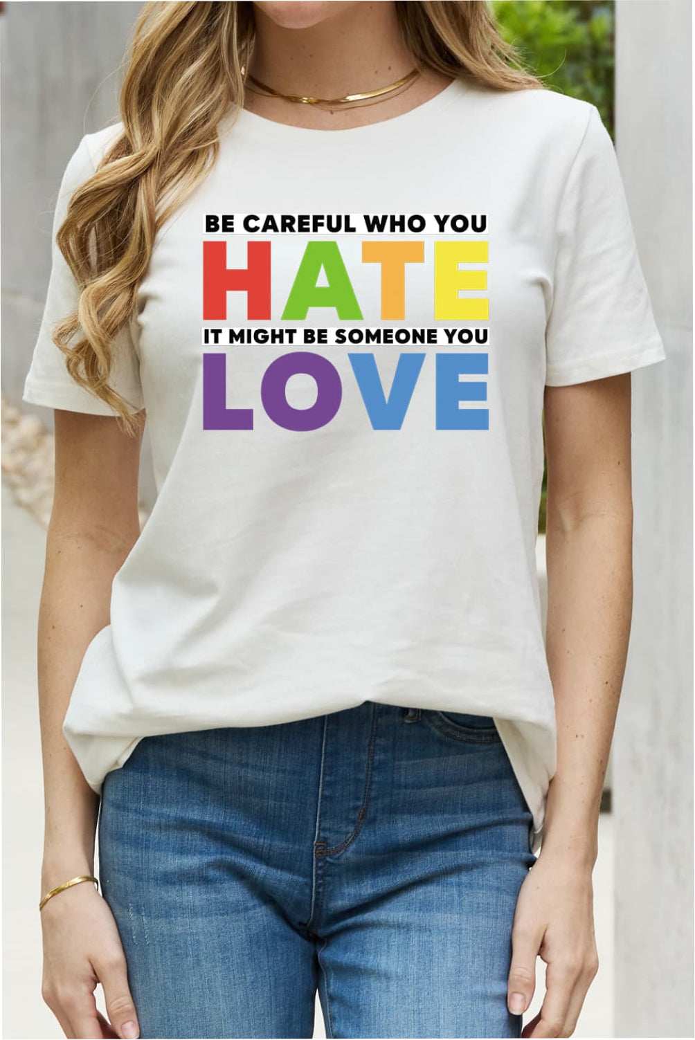 Simply Love Full Size Slogan Graphic Cotton Tee-Jewearrings