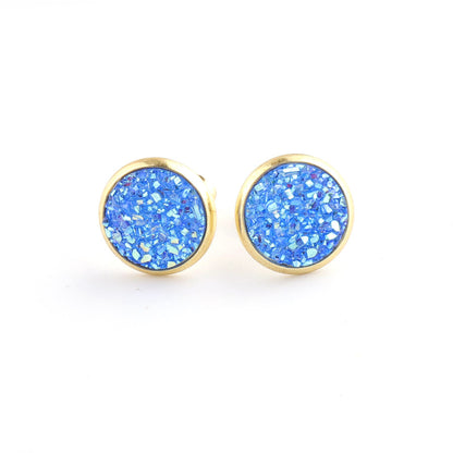 Starry Stainless Steel Water Plated Gold Stud Earrings-Jewearrings