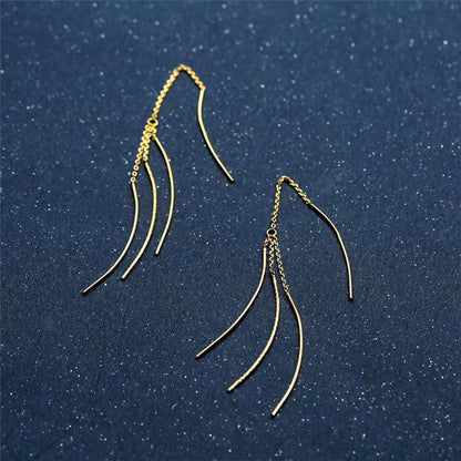 925 Sterling Silver Comet Tail Chain Tassel Earrings-Jewearrings