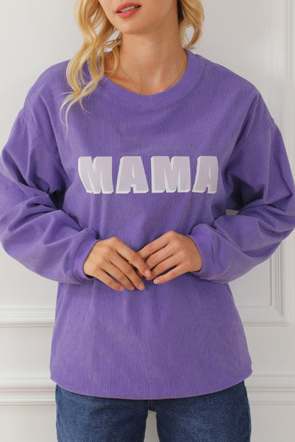 MAMA Round Neck Drop Shoulder Sweatshirt-Jewearrings