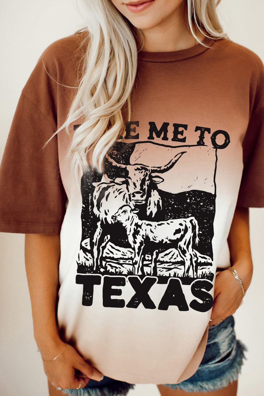 TAKE ME TO TEXAS Round Neck Short Sleeve T-Shirt-Jewearrings