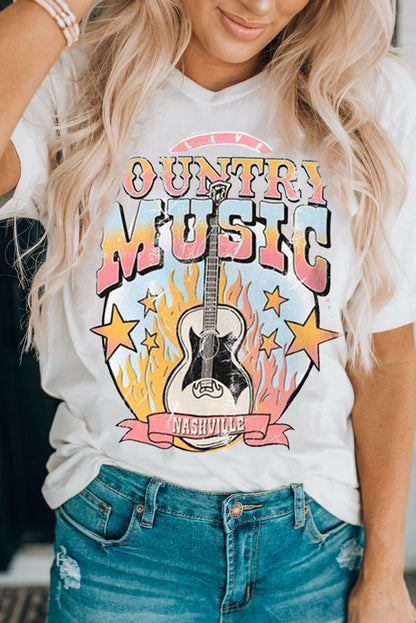 COUNTRY MUSIC NASHVILLE Graphic Tee Shirt-Jewearrings