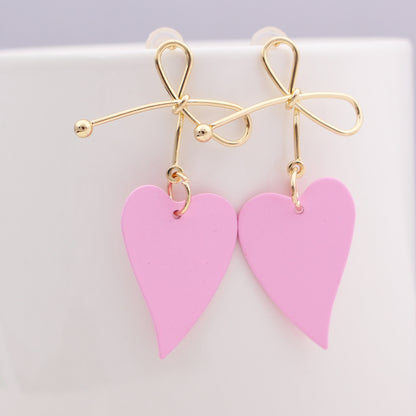 Japanese and Korean fashion temperament simple pearl bow earrings exquisite cute girl heart sweet beauty Super Fairy earrings-Jewearrings