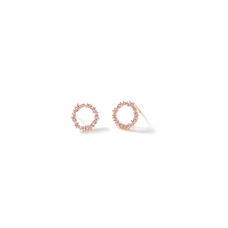 925 Silver Pin Round Zircon Stud Earrings-Jewearrings