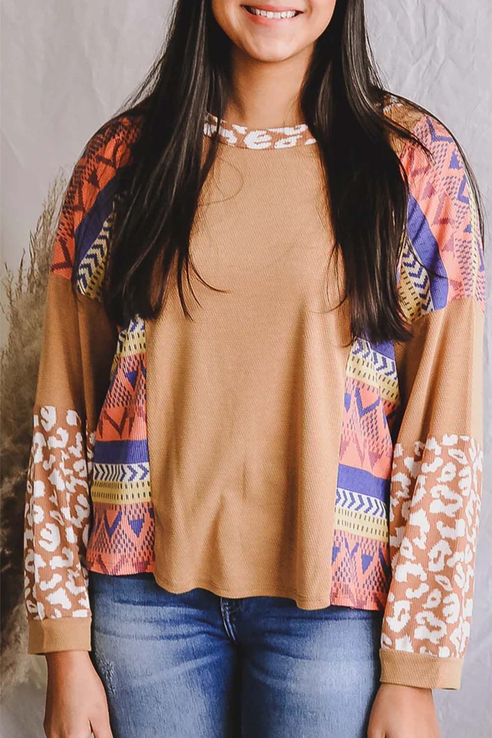 Printed Round Neck Long Sleeve T-Shirt-Jewearrings