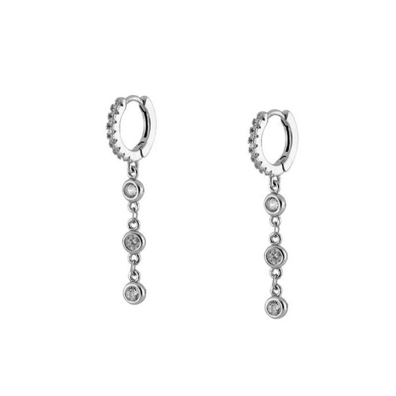 Sterling Silver Earrings Multi-Zircon Drop Earrings-Jewearrings