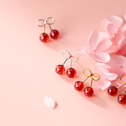 Women's Fashion Cherry Shaped Geometric Stud Earrings-Jewearrings