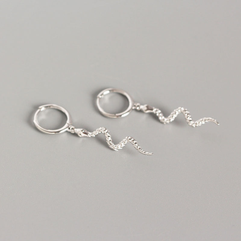 Sterling silver snake-shaped animal all-match earrings-Jewearrings