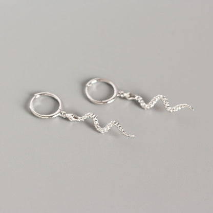 Sterling silver snake-shaped animal all-match earrings-Jewearrings