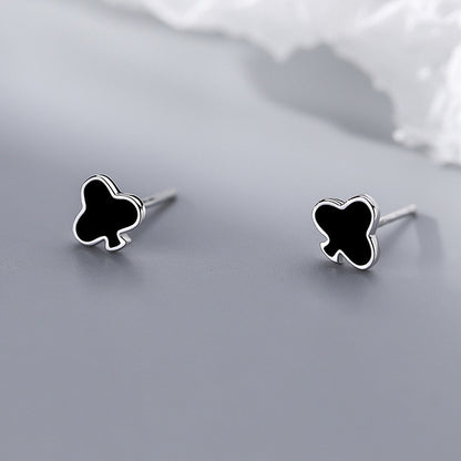 Ladies Fashion Geometric Black Drop Stud Earrings-Jewearrings