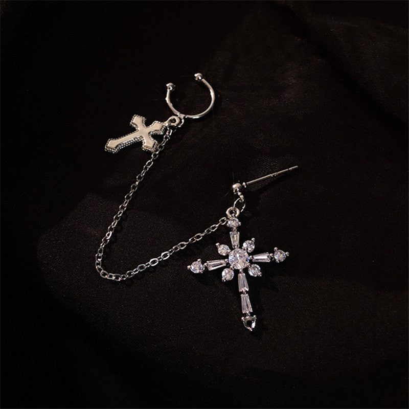 Retro Niche High-end Cross Earrings Ear Bone Clip-Jewearrings