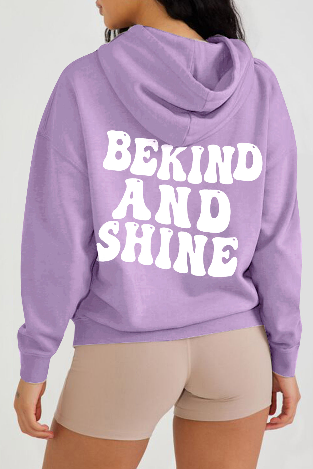 Simply Love Full Size BE KIND AND SHINE Graphic Hoodie-Jewearrings