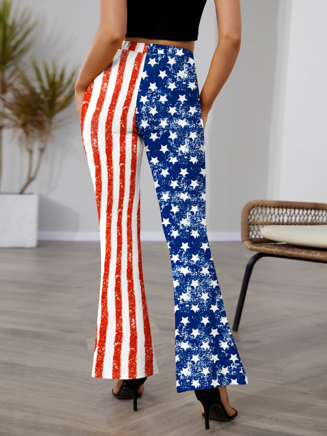 Star & Stripes High Waist Bootcut Pants-Jewearrings