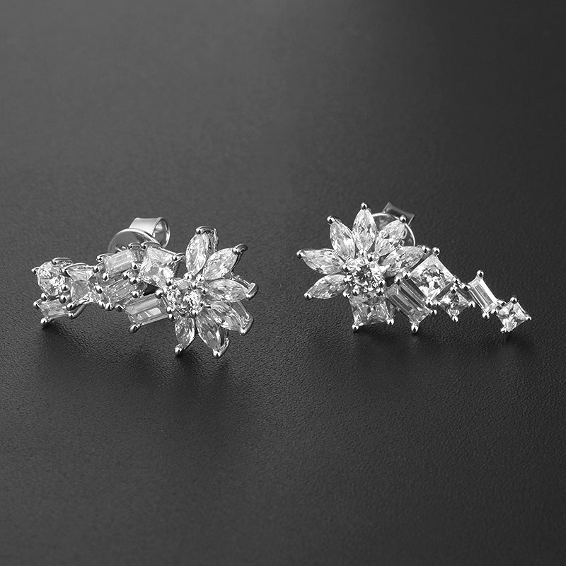 4428E Personality S925 Silver Inlaid 5A Zircon Simple Stud Earrings-Jewearrings