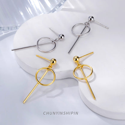 Ins Simple Style S925 Sterling Silver Geometric Circle Earrings-Jewearrings