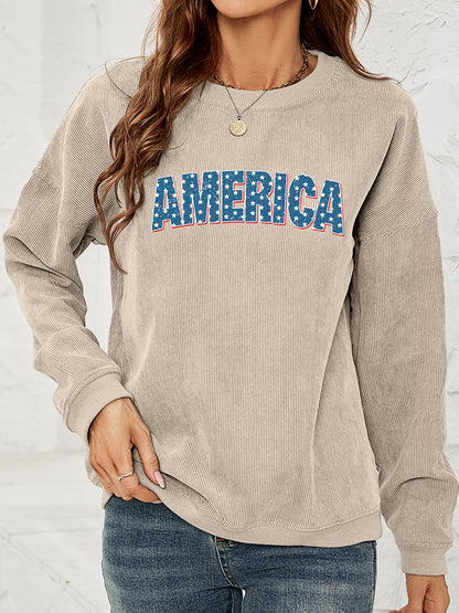 AMERICA Graphic Dropped Shoulder Sweatshirt-Jewearrings